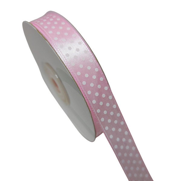 Nastro di Raso a Pois - Rosa Pastello - 13 mm